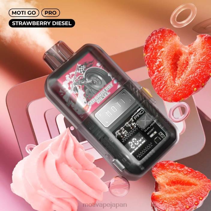 MOTI Go Pro 使い捨て電子タバコ (5%、12000 パフ) ストロベリーディーゼル 60LN21 Moti Vape Japan