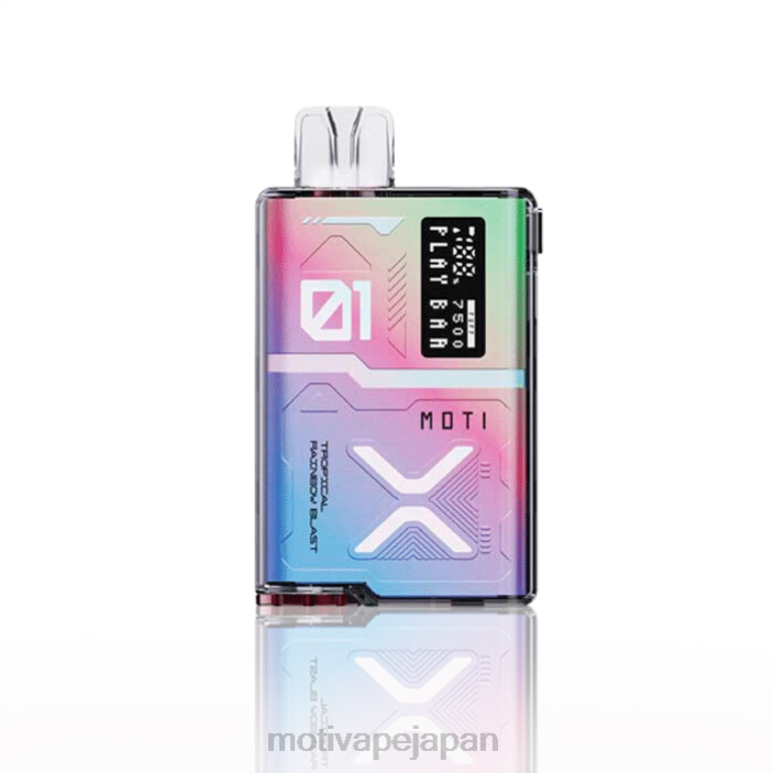 MOTI Play Bar 7500 個の使い捨て VAPE (5%、7500 パフ) トロピカルレインボーブラスト 60LN54 Moti Vape Price