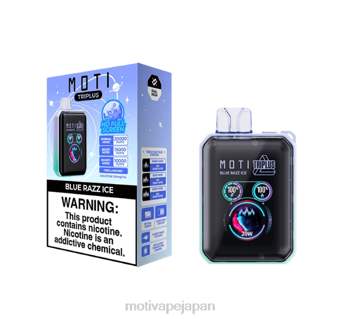 MOTI Triplus 20,000 個の使い捨て VAPE (5%、20,000 パフ) ストロベリーアイス 60LN9 Moti Vape Pen Japan