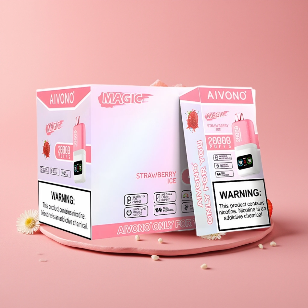 Aivono AIM MAGIC 20000 Puffs ストロベリーアイス Dual Mesh Coils Type-C充電