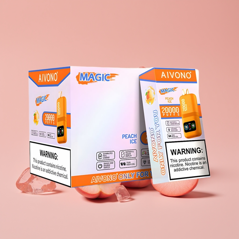 Aivono AIM MAGIC 20000 Puffs Peach Ice Dual Mesh Coils Type-c Rechargeable