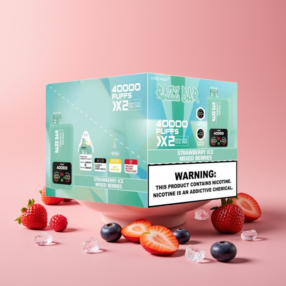 Razz Bar 40000 Puffs ストロベリーアイス＆ミックスベリー 650Mah Type-C