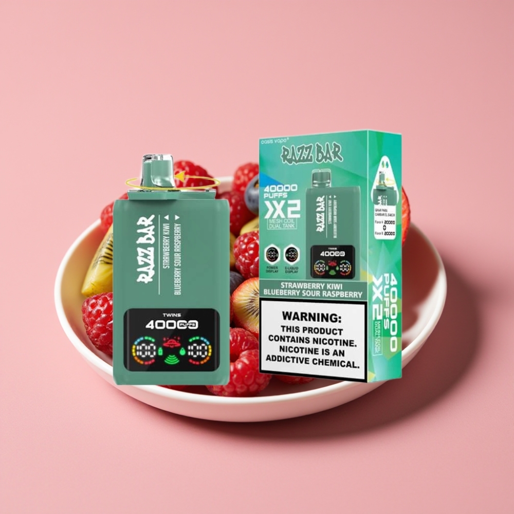 Razz Bar 40000 Puffs パワースクリーン表示 ストロベリーキウイ＆ブルーベリーサワーラズベリー