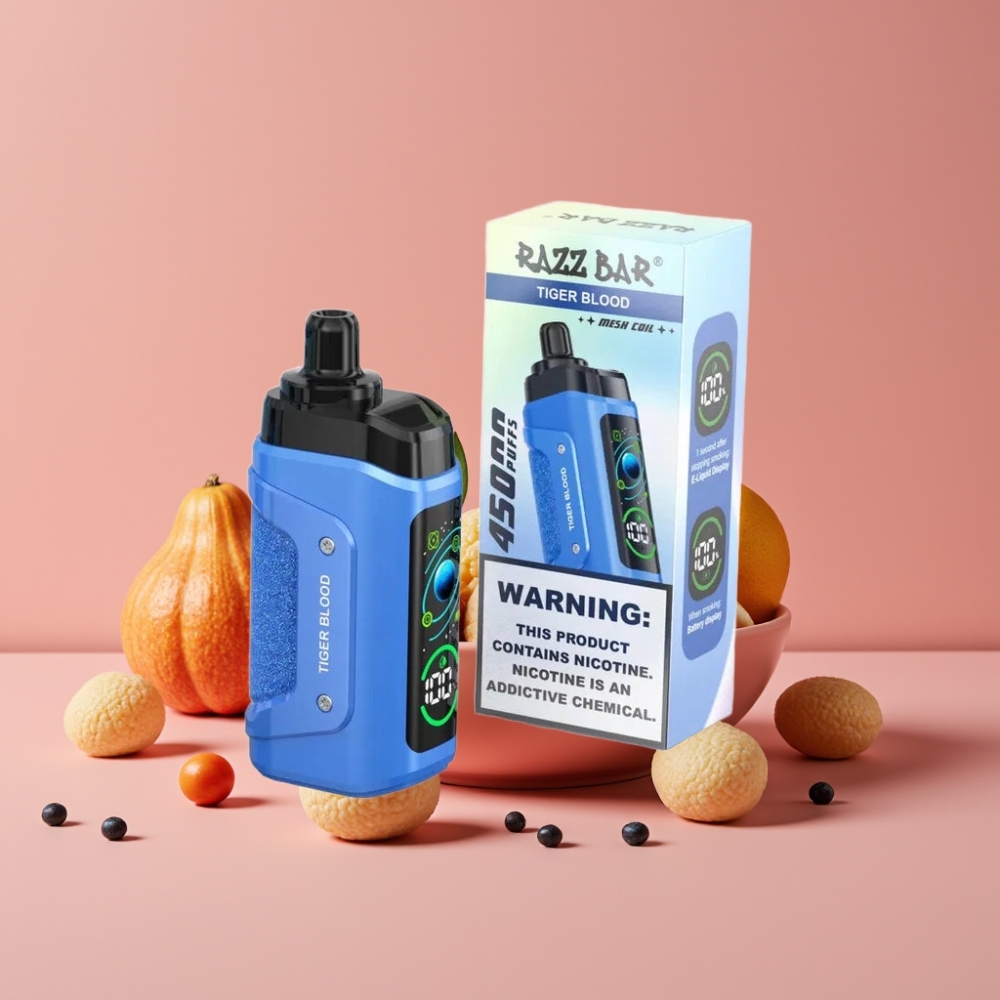 Razz Bar 45000 Puffs タイガーブラッド 1.0Ohmメッシュコイル Type-C充電
