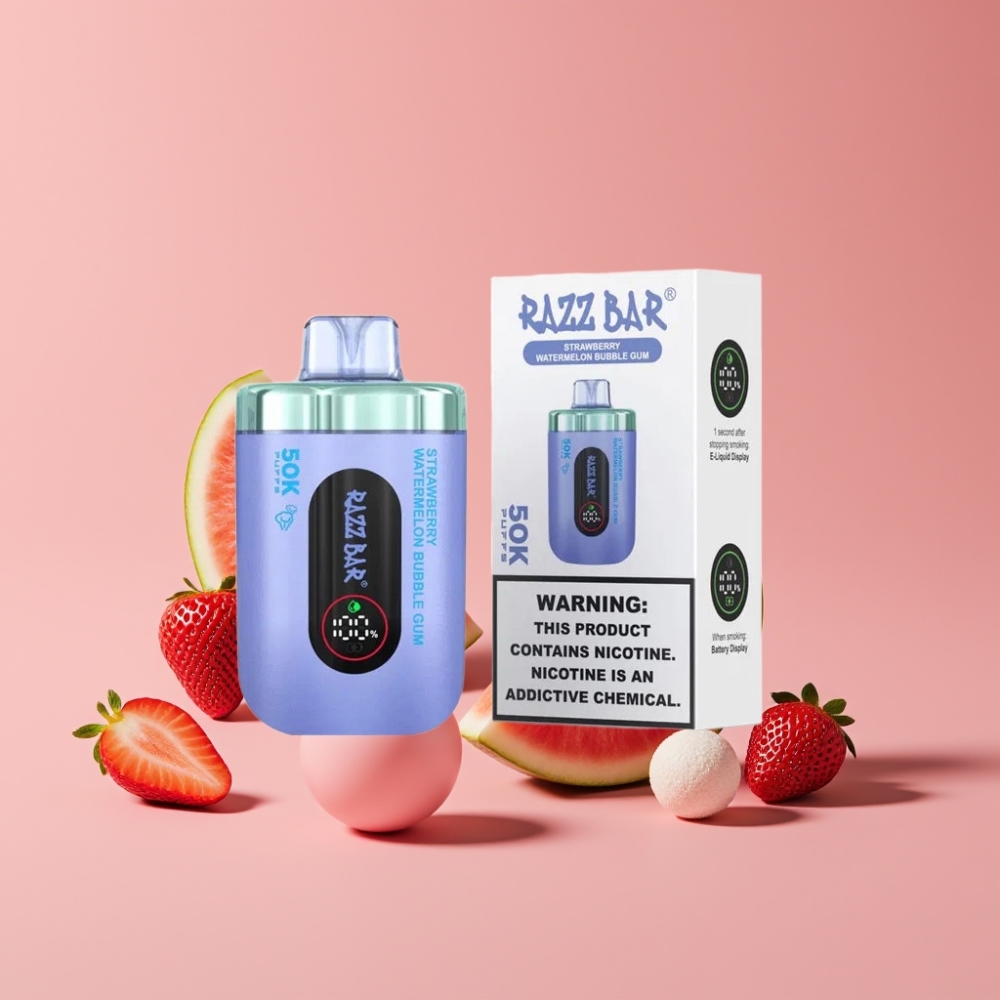 Razz Bar 50K Puffs ストロベリーメロンバブルガム 650Mah Type-C充電