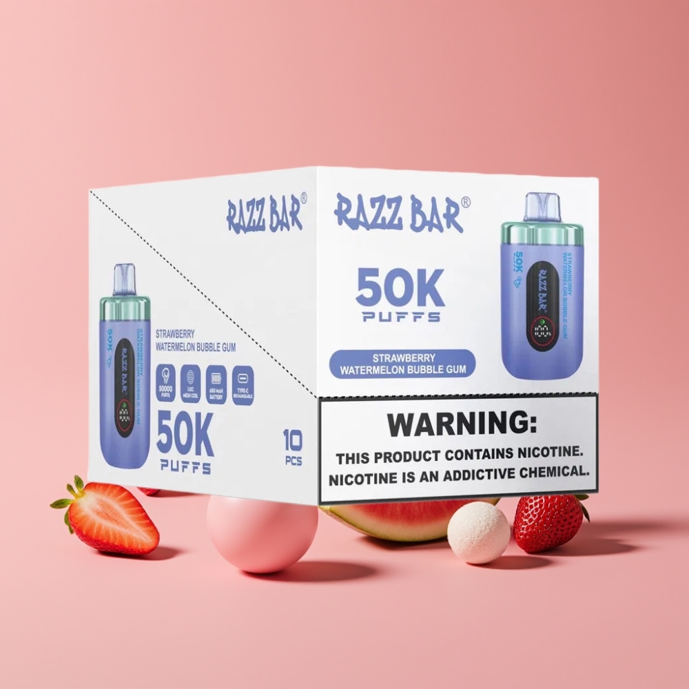 Razz Bar 50K Puffs ストロベリーメロンバブルガム 650Mah Type-C充電