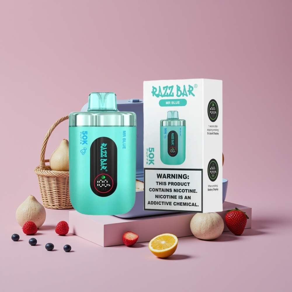 Razz Bar 50K Puffs Disposable Vape Mr Blue 1.0Ωメッシュコイル 650mAh