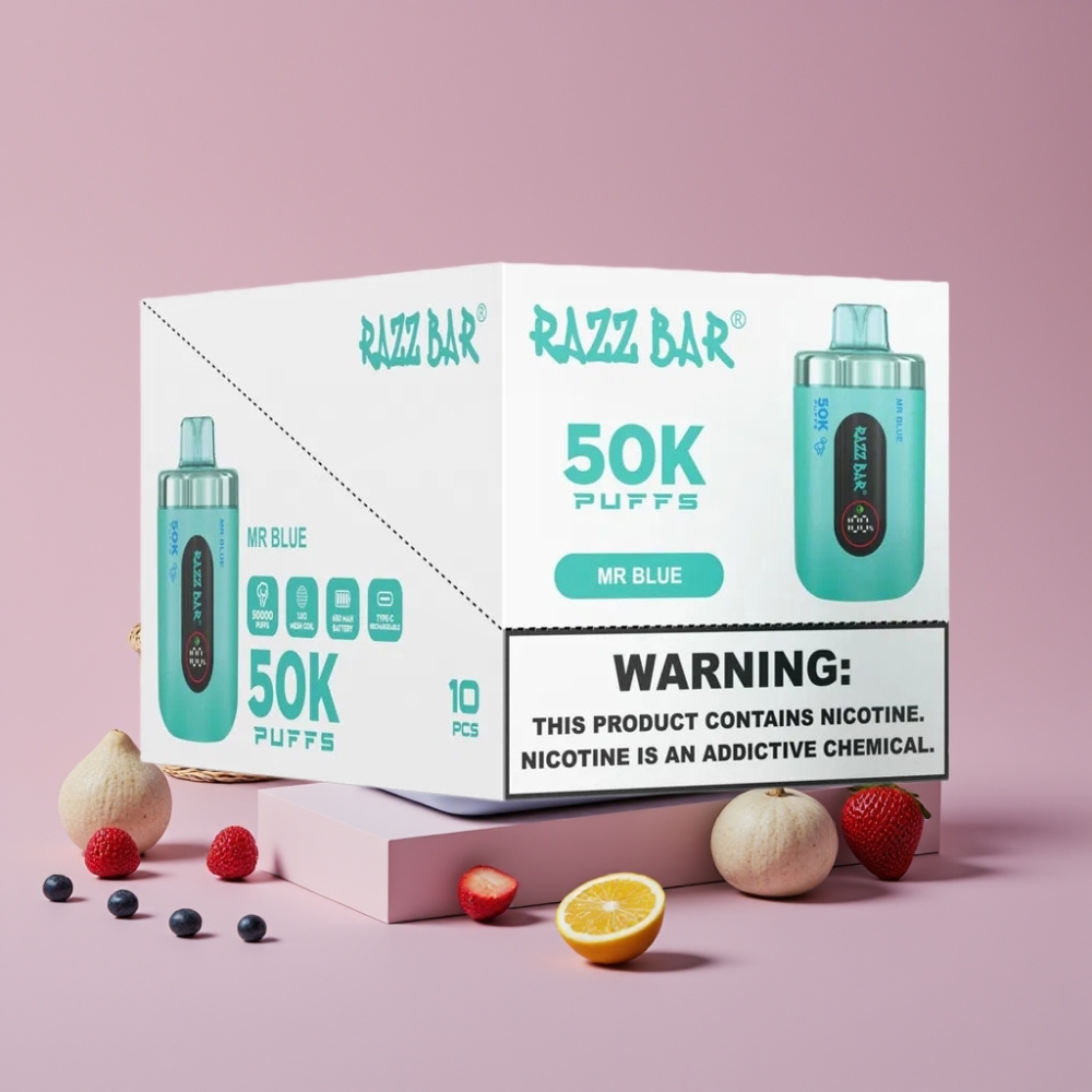 Razz Bar 50K Puffs Disposable Vape Mr Blue 1.0Ωメッシュコイル 650mAh