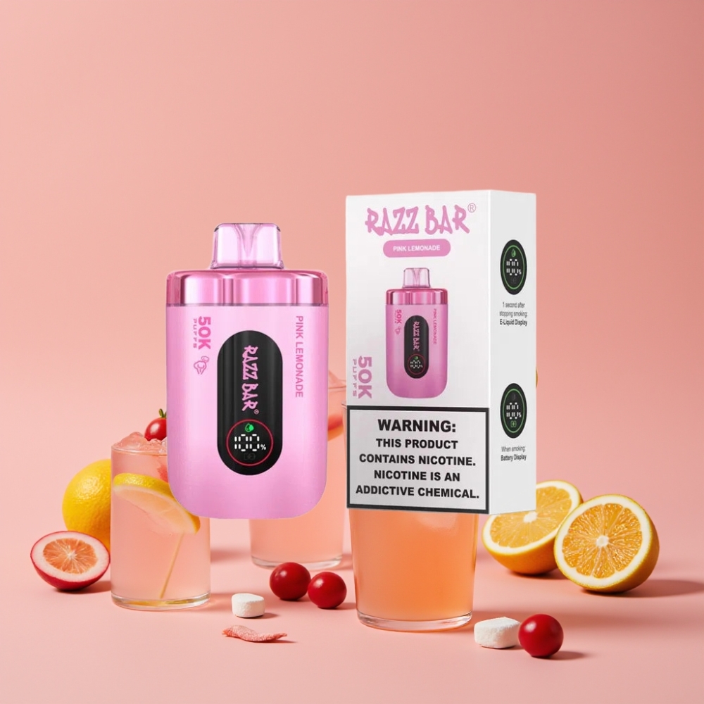 Razz Bar 50K Puffs Disposable Vape ピンクレモネード Type-C充電式 650mAh