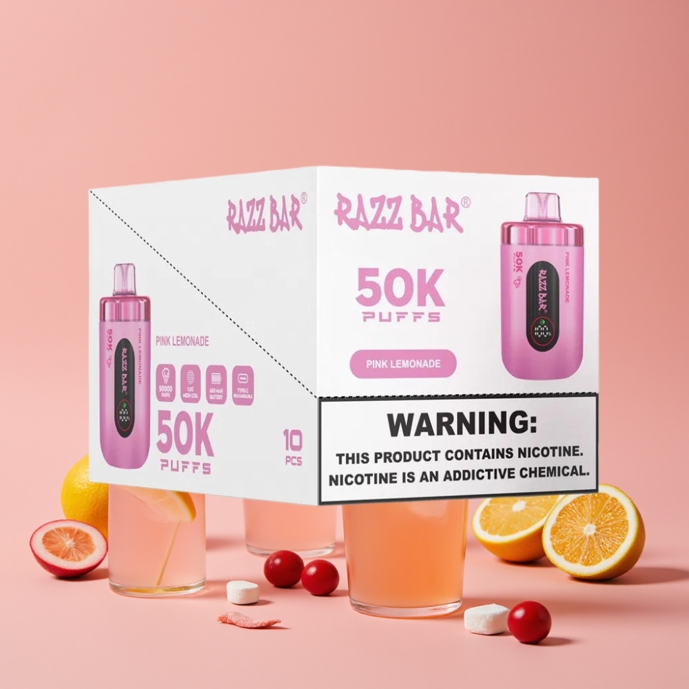 Razz Bar 50K Puffs Disposable Vape ピンクレモネード Type-C充電式 650mAh