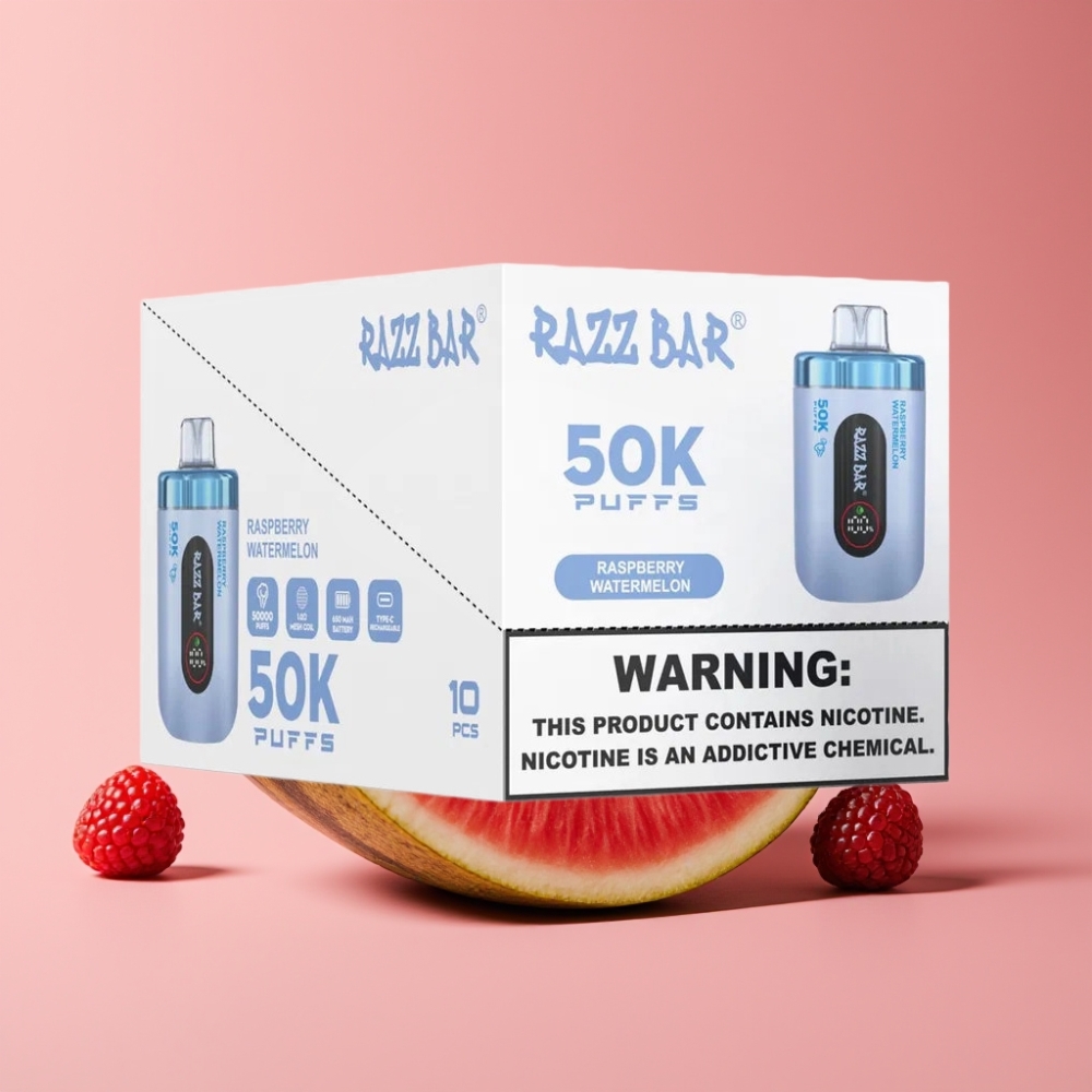 Razz Bar 50K Puffs Disposable Vape ラズベリーウォーターメロン Type-C充電