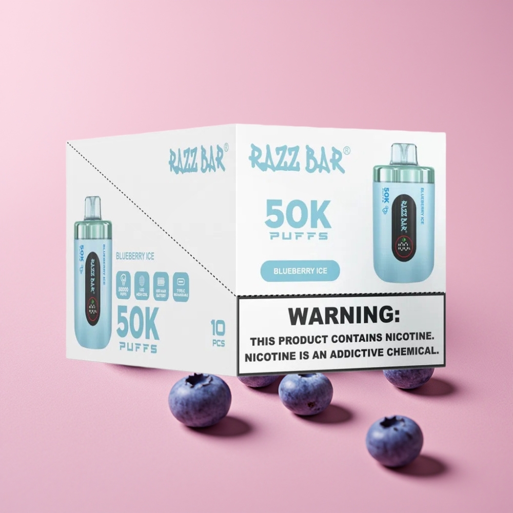 Razz Bar 50K Puffs ブルーベリーアイス Type-C充電式 650mAh